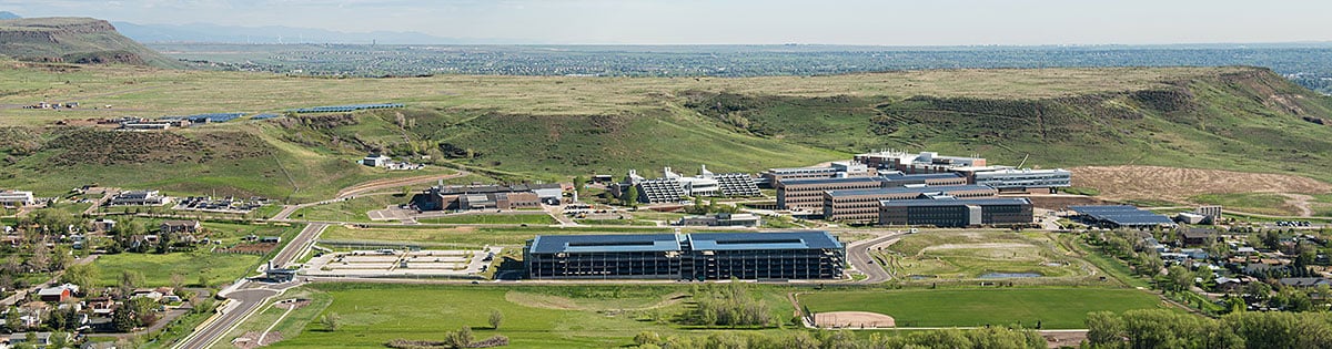 Aerial photo of the National Renewable Energy Laboratory in Golden, Colorado